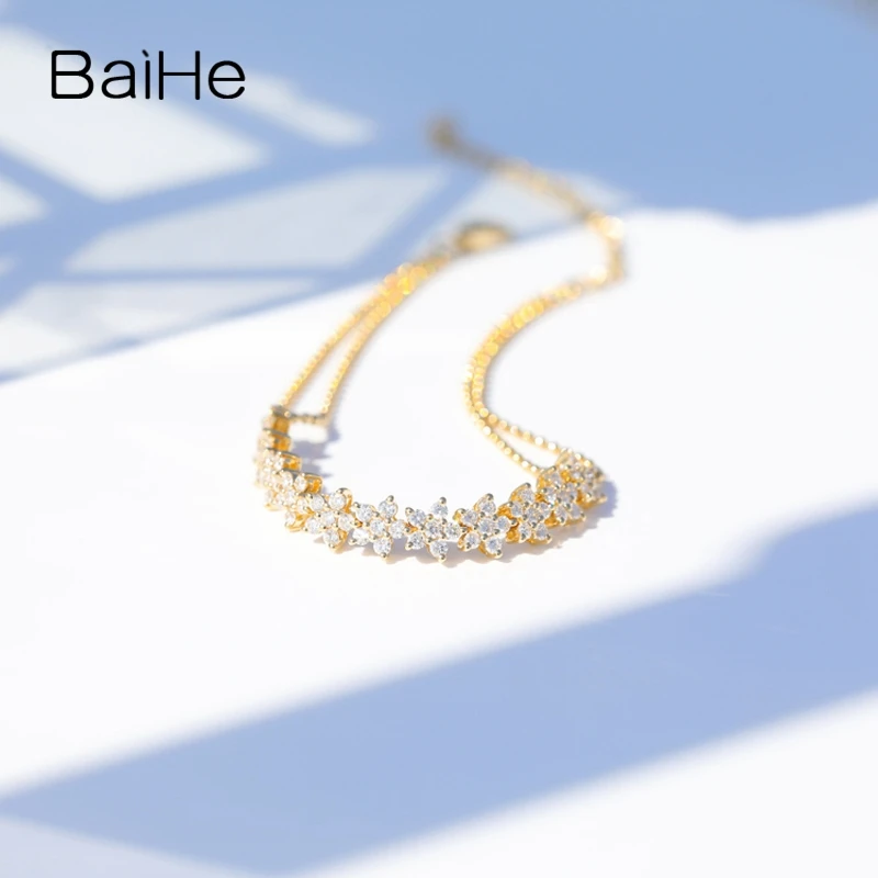 BAIHE однотонное 14K желтое золото 1ct H/SI натуральные бриллианты свадебные женские
