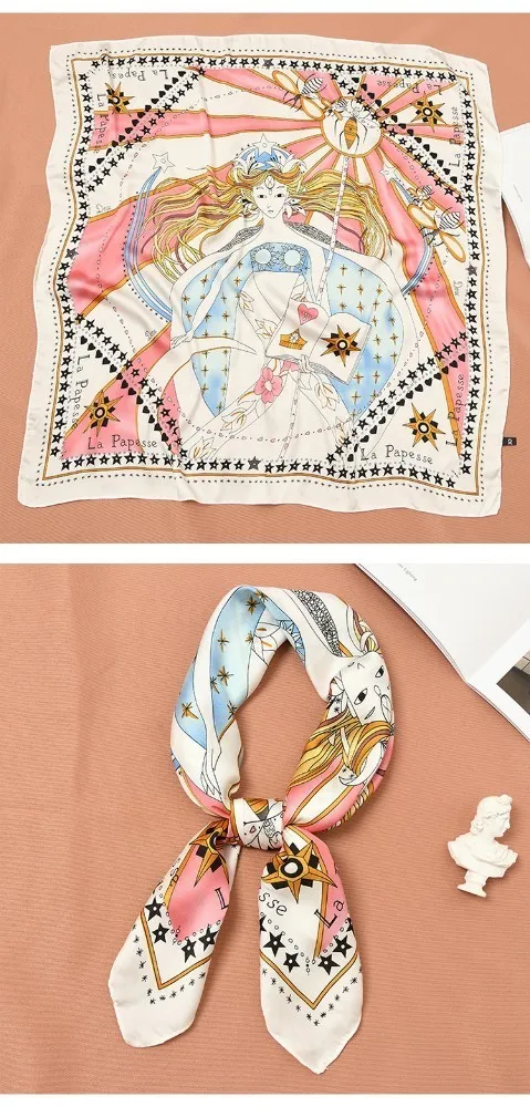 Бандана Для женщин леди шарф головы тигра шеи шарф кольца воротник Элитный бренд Таро серии узкие оголовье Headtie сумка шарф 70*70 см - Цвет: 5