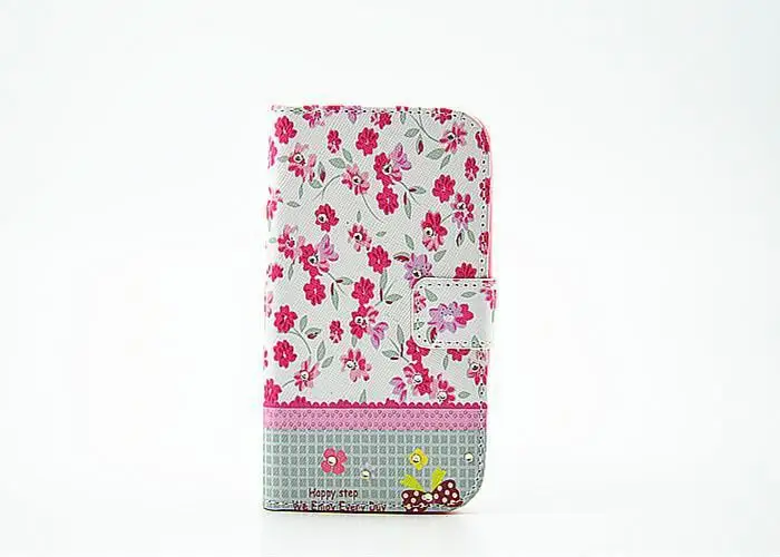 For LG L90 d405 Elegant Flowers Rhinestone Inlaid Card Holder Leather Case for D405 D405N 1pcs free shipping |
