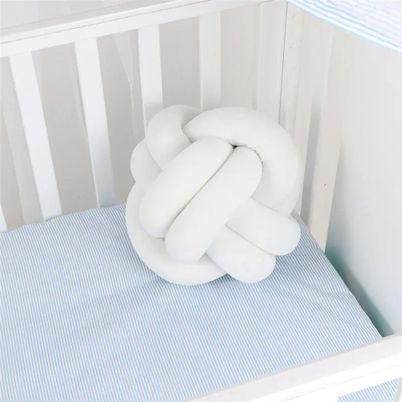white-30cm Украшение в детскую комнату детская спинка кровати Подушка ручной работы плетеный узел мяч Подушка Мягкий Хлопок В Стиле Радуги, для младенцев защита для кроватки - Цвет: white-30cm