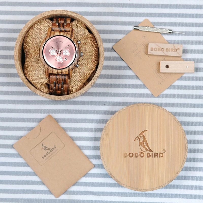 BOBO BIRD Топ люксовый бренд часы для женщин relogio feminino Дата дисплей наручные часы стоп функциональный saat V-P18