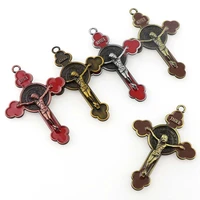 red color religious enamel jesus crucifix draw crosses charms inri saint benedict crucifix pendants for pendants necklace