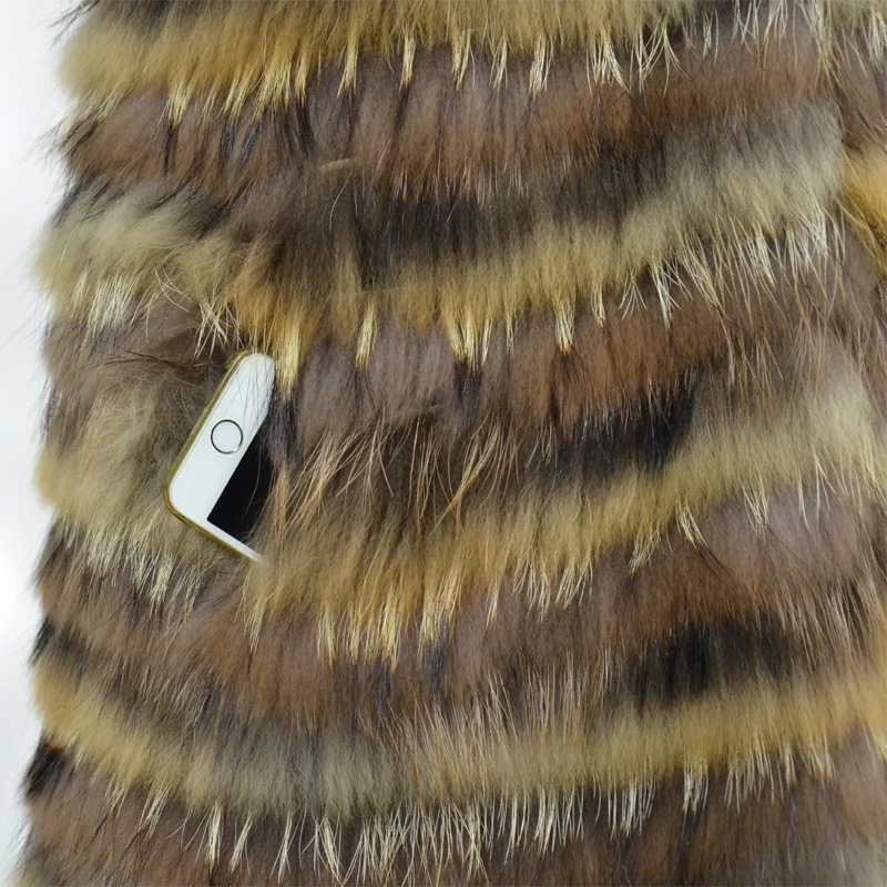 VR071 Женщины Подлинная енота Меховой Жилет оптовая двойной цвет долго стиль |