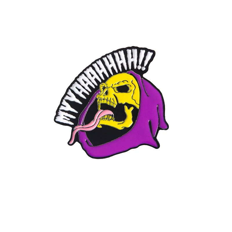 MYYAAAHHH! Длинный язычок Скелет металлическая брошь с эмалью фиолетовый значок