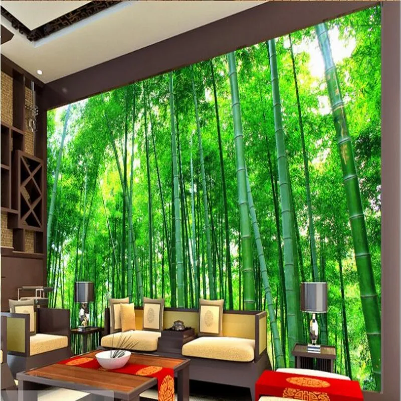 

beibehang Custom large fresco bamboo forest 3D landscape background wall murals nonwovens super green wallpaper papel de parede