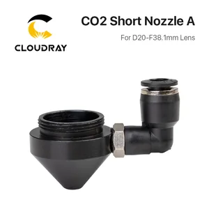 Воздушное сопло Cloudray для объектива Dia.20 FL38.1 N01F CO2, короткое сопло A с фитингом M5 для лазерной головки на станке для резки co2-лазером