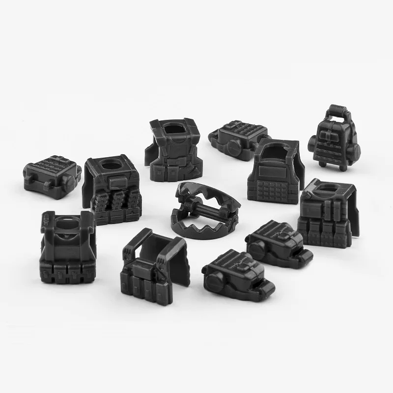Черный MOC бронежилет тактический нагрудник оружие Brinquedos совместимый Playmobil военные Мини фигурки строительный блок оригинальные игрушки - Цвет: Черный