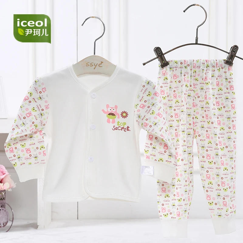 Button Baby Sets 2018 New Summer 100% Cotton Full Sleeve Infant Thin Boy Girls Clothes Cute Cartoon Fashion Kids Clothing | Детская