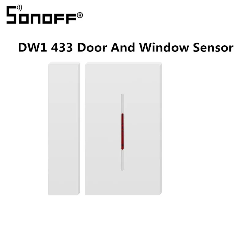 Sonoff DW1 433 Интеллектуальный выключатель света Sonoff RF Bridge 433 МГц Wi-Fi Беспроводной преобразователь сигнала PIR+ DW1 дверная оконная сигнализация Сенсор работать с Alexa интеллектуальная Автоматизация дома - Комплект: Sonoff DW1 433