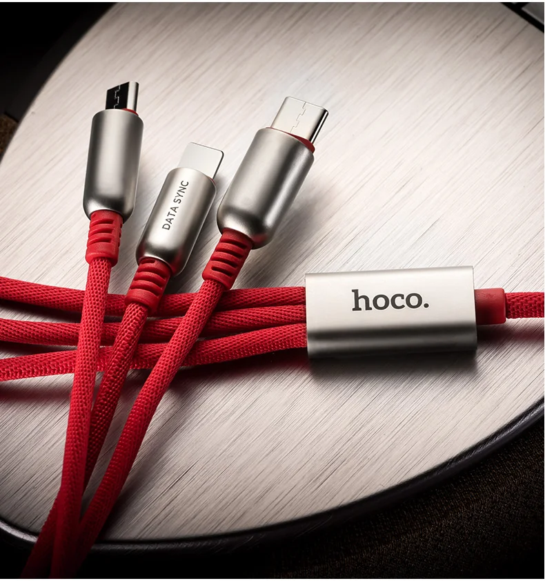 НОСО 3 в 1 Цинковый Сплав 90 градусов 2 в 1 USB Кабель для Зарядки для Apple iPhone Lightning Зарядное устройство Micro-USB Type-C для Samsung Xiaomi Тройник Двойной Провод Тройной Шнур для Айфона Айпада Самсунга Сяоми