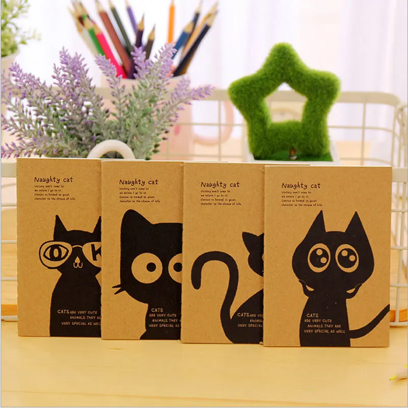 

1X kawaii Black cat material escolar caderno agenda cuadernos journal personal diaries nootbook School office stationery