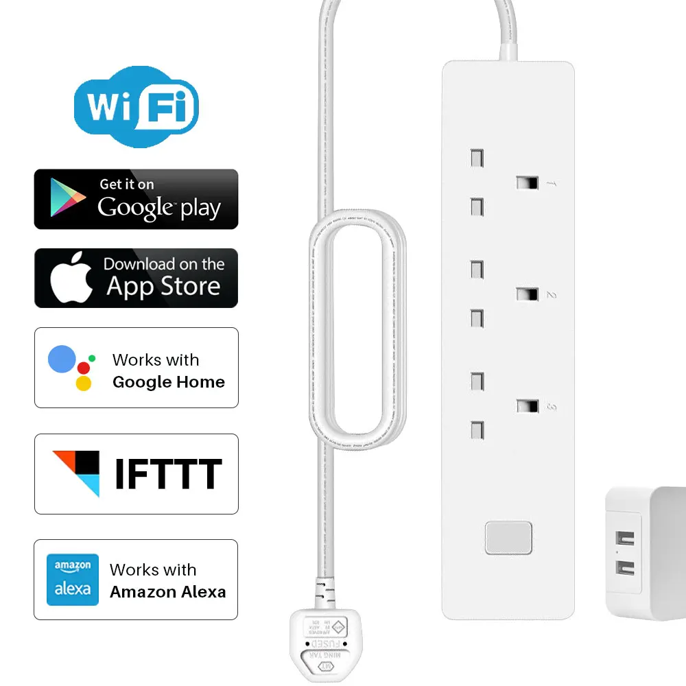 Умная розетка с Wi Fi 2 USB порта 3 розетки переменного тока|Умные розетки| |