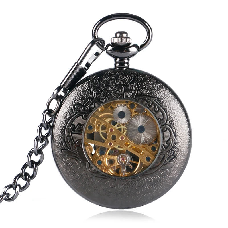

Flower Green Ornament Pocket Watch Mechanical Hand Winding Chain Men Women Mechanical Pocket Watch Warcraft Clock Pendant