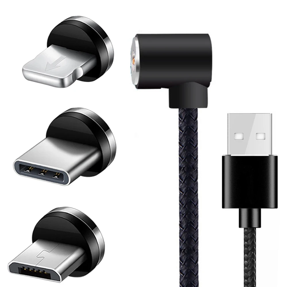 1 м 90 градусов L Тип Магнитный зарядный usb кабель type C Micro для освещения iPhone 7 8 X