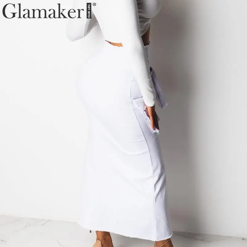 Женская облегающая юбка Glamaker синяя карандаш с высокой талией|Женские юбки| |