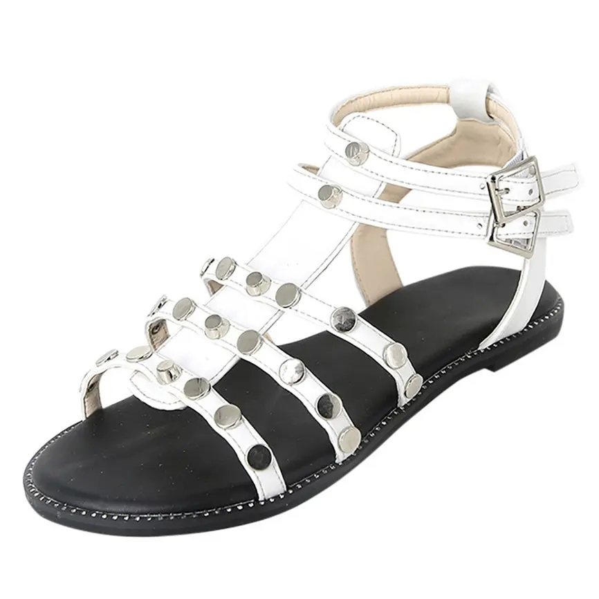 Женская обувь модные сандалии женские летние на плоской подошве с пряжкой и