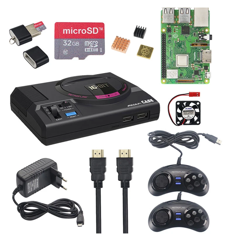 Retroflag MEGAPi CASE-M для Raspberry Pi 3 Model B Plus классический usb-контроллер-M+ вентилятор+ радиаторы+ адаптер питания для RetroPie