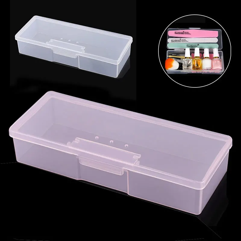 

New Transparent Empty Nail Storage Box Manicure Tools Organizer Case Holder Pink/White