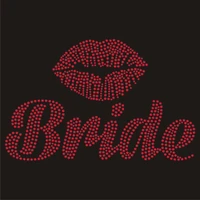 2pclot red lips bride crystal motif transfer rhinestone transfer hot fix rhinestone applique iron on applique patches