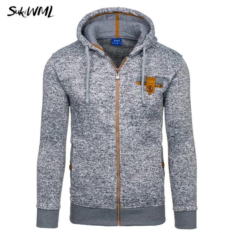 SUKIWML толстовки для мужчин 2018 новые на молнии мужские кардиганы осенние Sudaderas Hombre