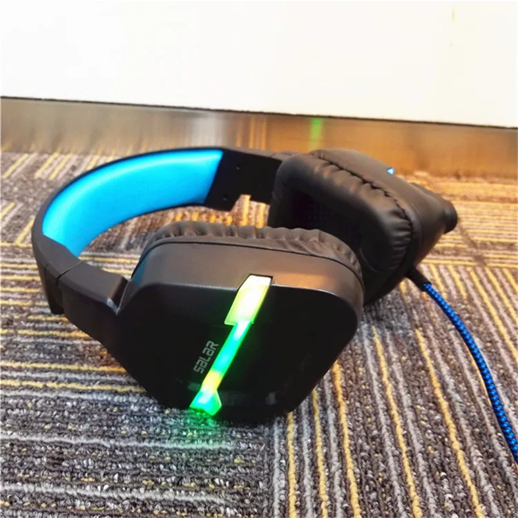 Salar KX901 игровая гарнитура проводная повязка на голову с микрофоном/светодиодный светильник над ухом Стерео глубокий бас для компьютера геймера наушники