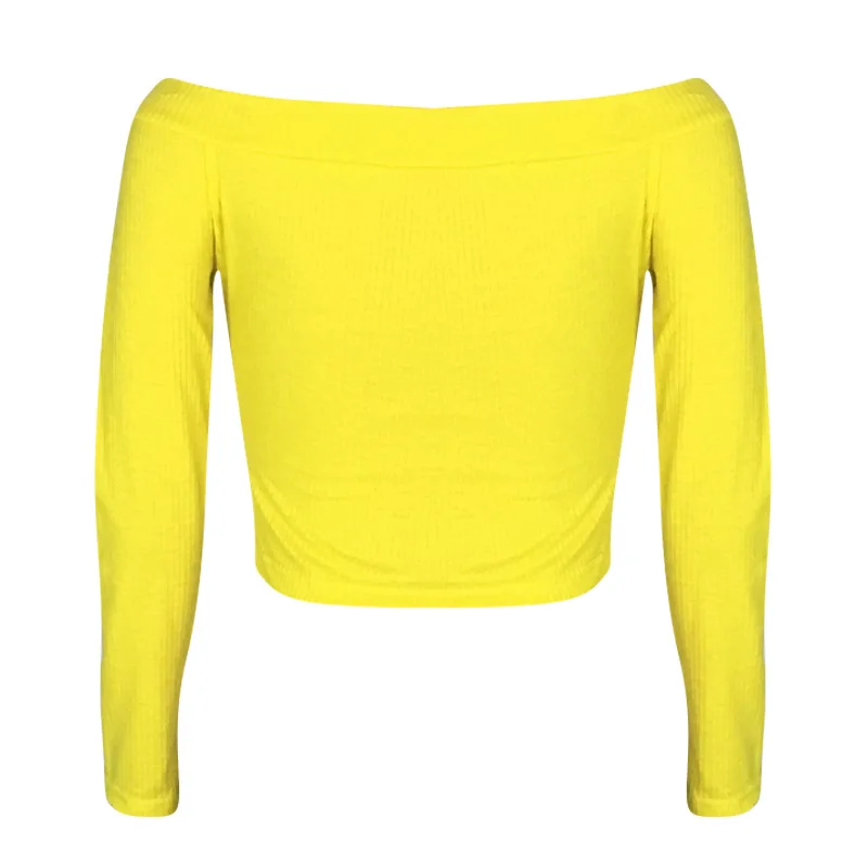 Летние Новые однотонные женские футболки с открытыми плечами сексуальные женские топы футболки Плюс Размер S-XL XXL XXXL желтый синий черный