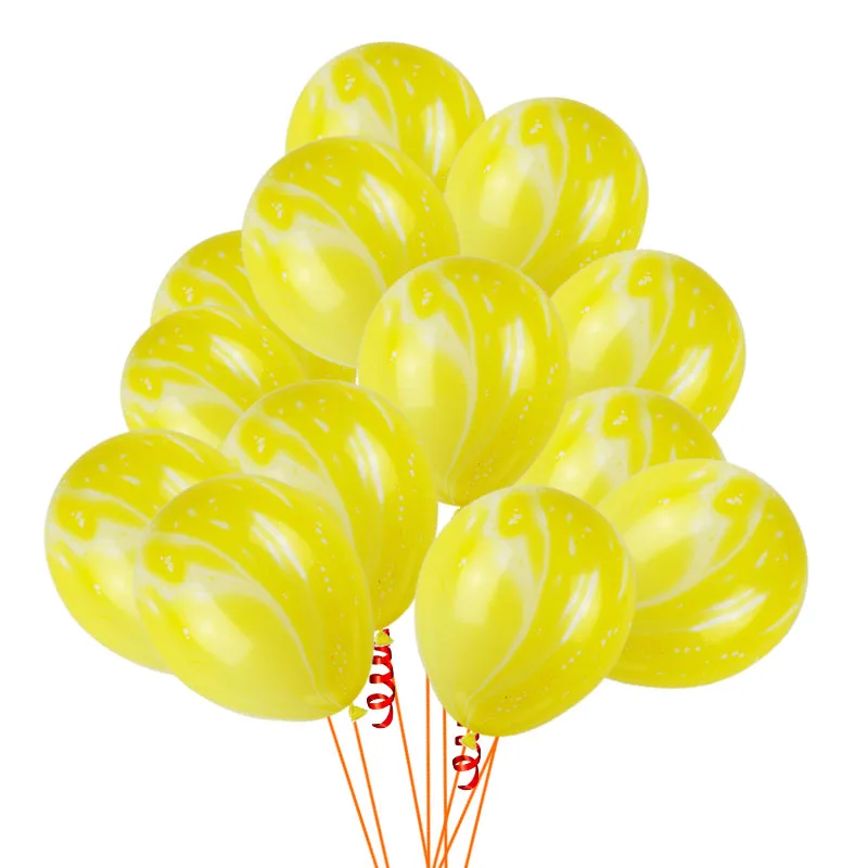 yellow 10 шт голубые, розовые Агатовые мраморные воздушные шары, цветные латексные воздушные шары для детского душа, декор для дня рождения, Детские праздничные принадлежности 12 дюймов - Цвет: yellow