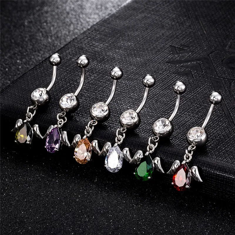 PINKSEE Крылья Ангела с украшением в виде кристаллов камнями форме капли воды живота