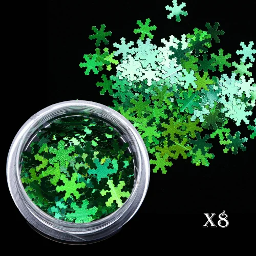 X8 1 коробка, рождественские Блестки для ногтей, 3D Блестки для дизайна ногтей, гелевые голографические лазерные снежинки, AB, серебряные украшения для маникюра, TRX1-30 - Цвет: X8