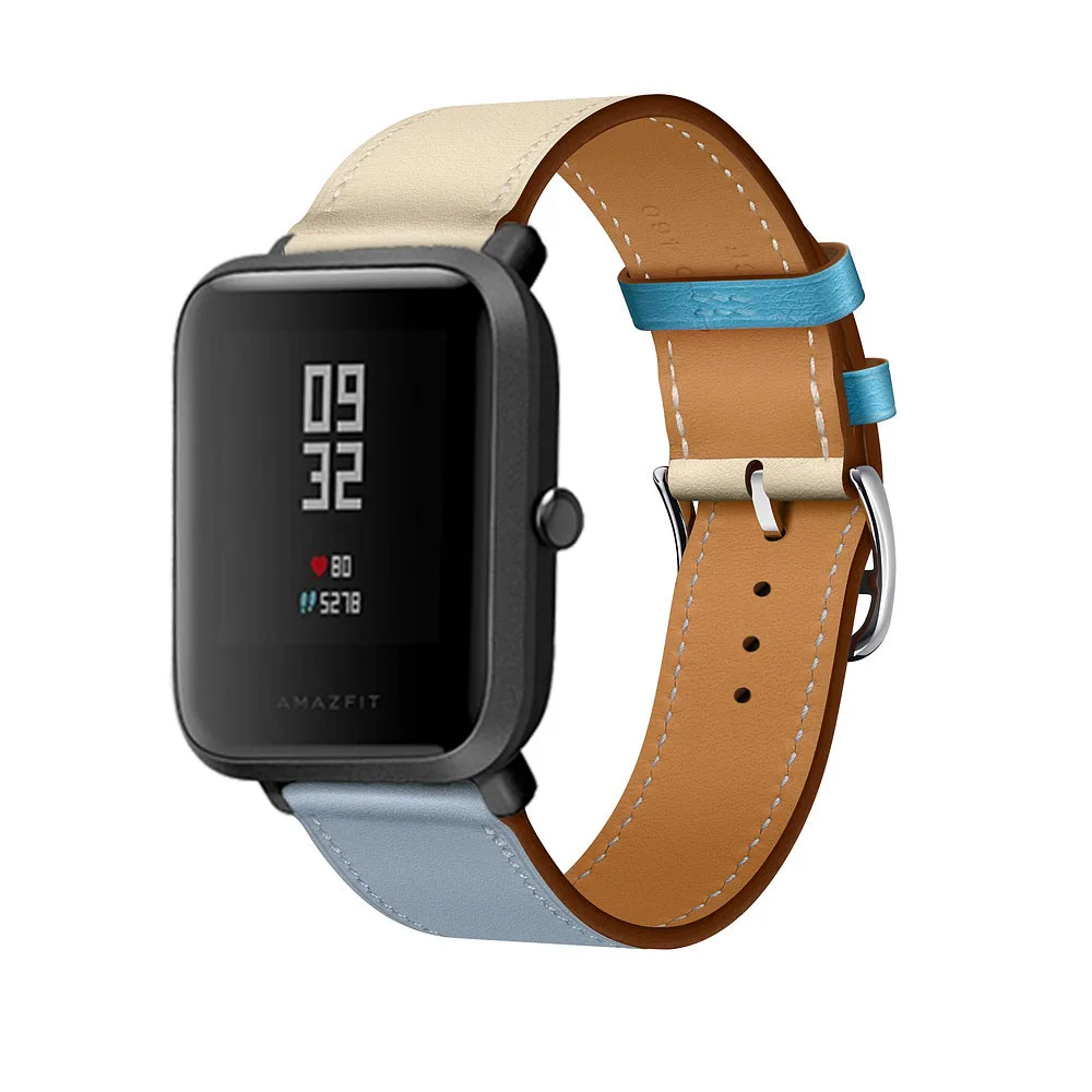 GXV 20 мм новый браслет из натуральной кожи контрастных цветов для часов Huami Amazfit Bip