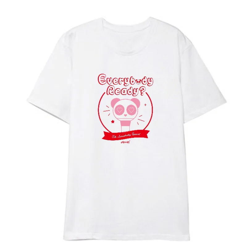 kpop Apink 8th Memorial Album Everybody Ready printing Short sleeve t-shirt for women fashion o neck girl's lovers tees | Женская