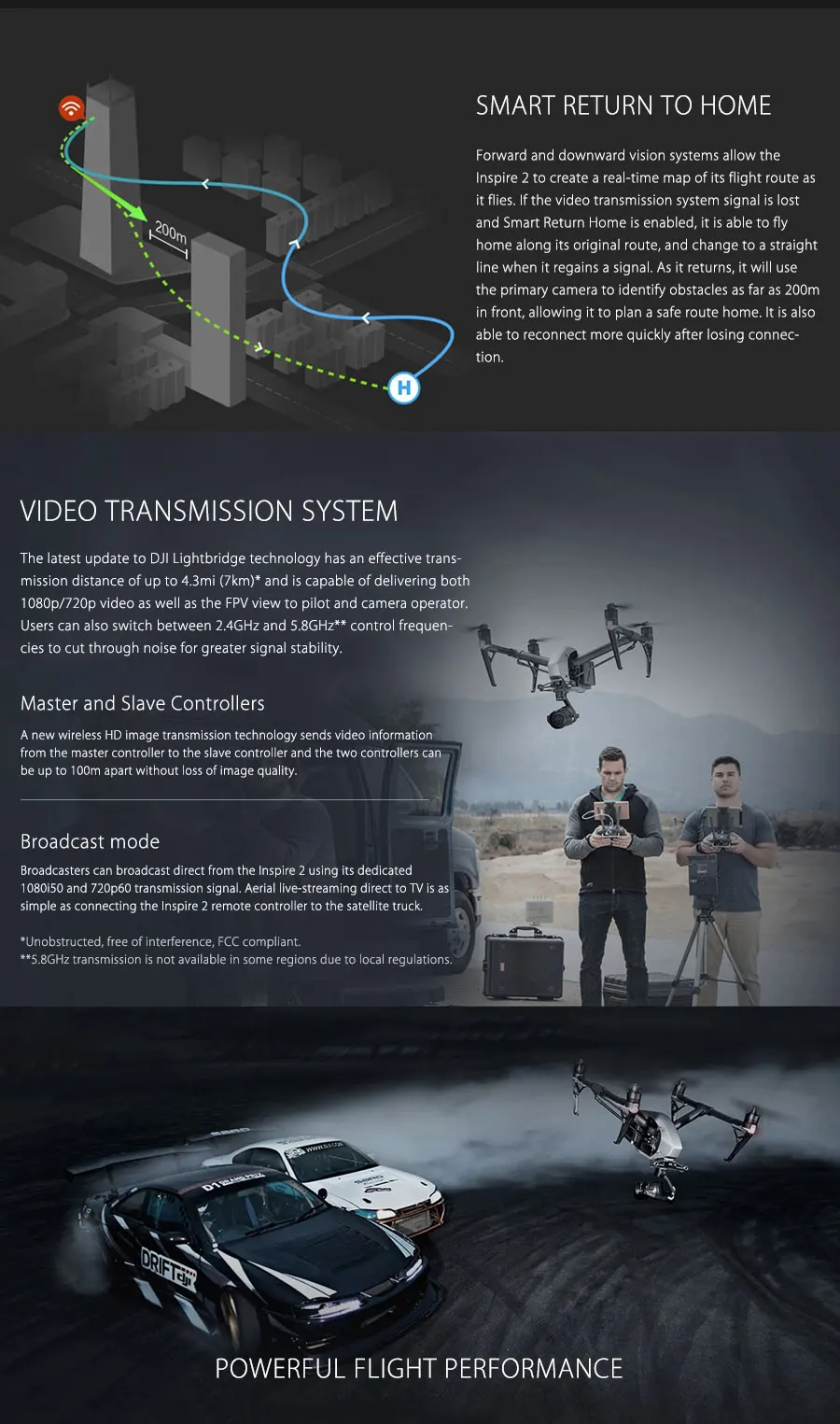 Квадрокоптер DJI Inspire 2 Drone FPV RC с видео 4 K, Spotlight Pro, интеллектуальными режимами полета, TapFly, с Zenmuse X4S или X5S