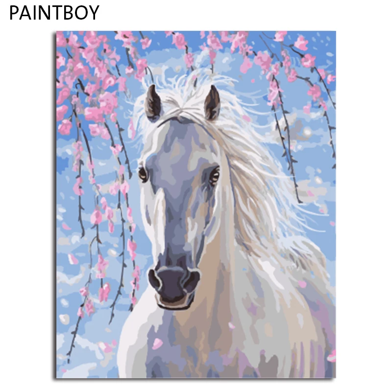 PAINTBOY в рамке DIY цифровая картина маслом по номерам лошадей живопись и каллиграфический домашний декор настенная живопись GX8528 40*50 см
