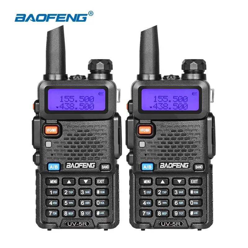 Черный 2 шт) Baofeng uv5r рация UV-5R Двухдиапазонная портативная 5 Вт двухсторонняя рация Pofung UV 5R портативная рация - Цвет: Черный