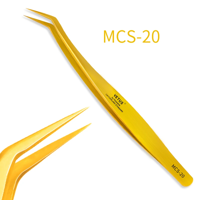 Серия VETUS MCS, цветные инструменты для макияжа, русский/мега объем, пинцет для наращивания ресниц, ножницы, высокое качество, пинцет - Цвет: Gold Copper Color