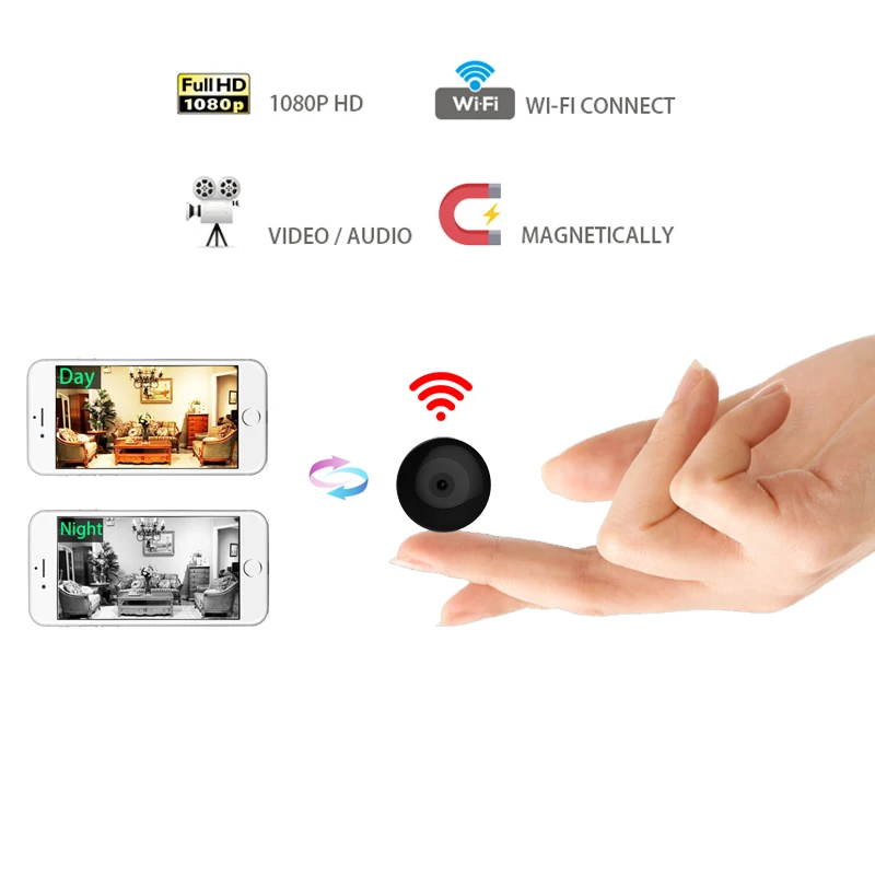 Wifi мини камера беспроводная 1080P ночное видение видеокамера микро Домашняя