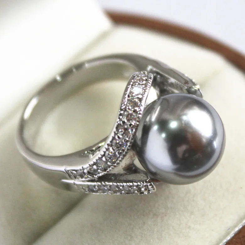 Новый стиль серые 12 мм бусины серебристого цвета инкрустация CZ южноморская