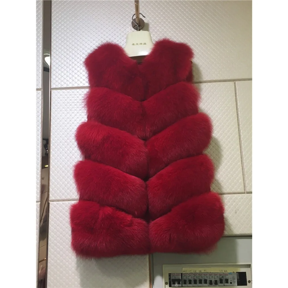 100% из натурального меха лисы Жилет зимняя высокого качества женская меховая