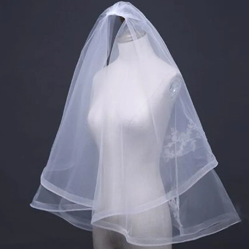LORIE двухслойные тюлевые Свадебные вуали короткие с обрезанным краем белые кружевные свадебные вуали расческа