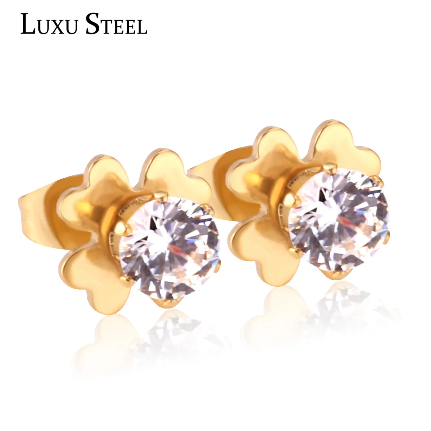 LUXUSTEEL серьги с цирконием кубической огранки цветок Модные ювелирные изделия из