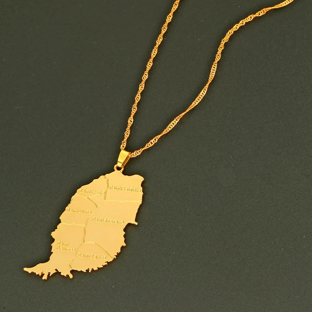 Модное ожерелье Kinitial с изображением карты гренады мужское в стиле панк ювелирные