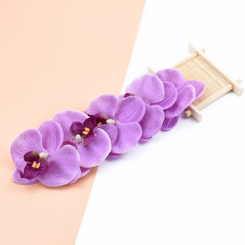 dark purple 6 см, 10 шт., искусственные растения, цветок, настенный Декор для дома, сделай сам, ручная работа, скрапбукинг, декоративные цветы, венки, Шелковая бабочка, Орхидея - Цвет: dark purple