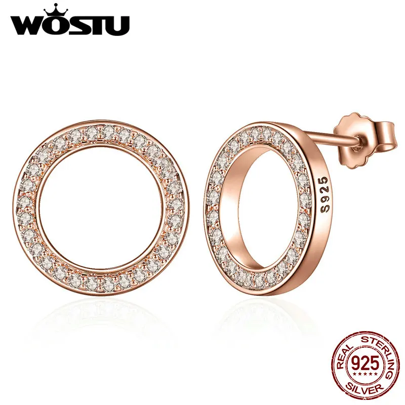 Серьги-пусеты WOSTU Hot Fashion из 100% серебра 925 пробы "Везучая на всю жизнь" - подлинные оригинальные украшения в подарок для женщин.
