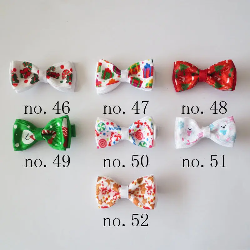 

50 BLESSING Good Girl 2" Double Bowknot Hair Bow Clip Christmas Accessories