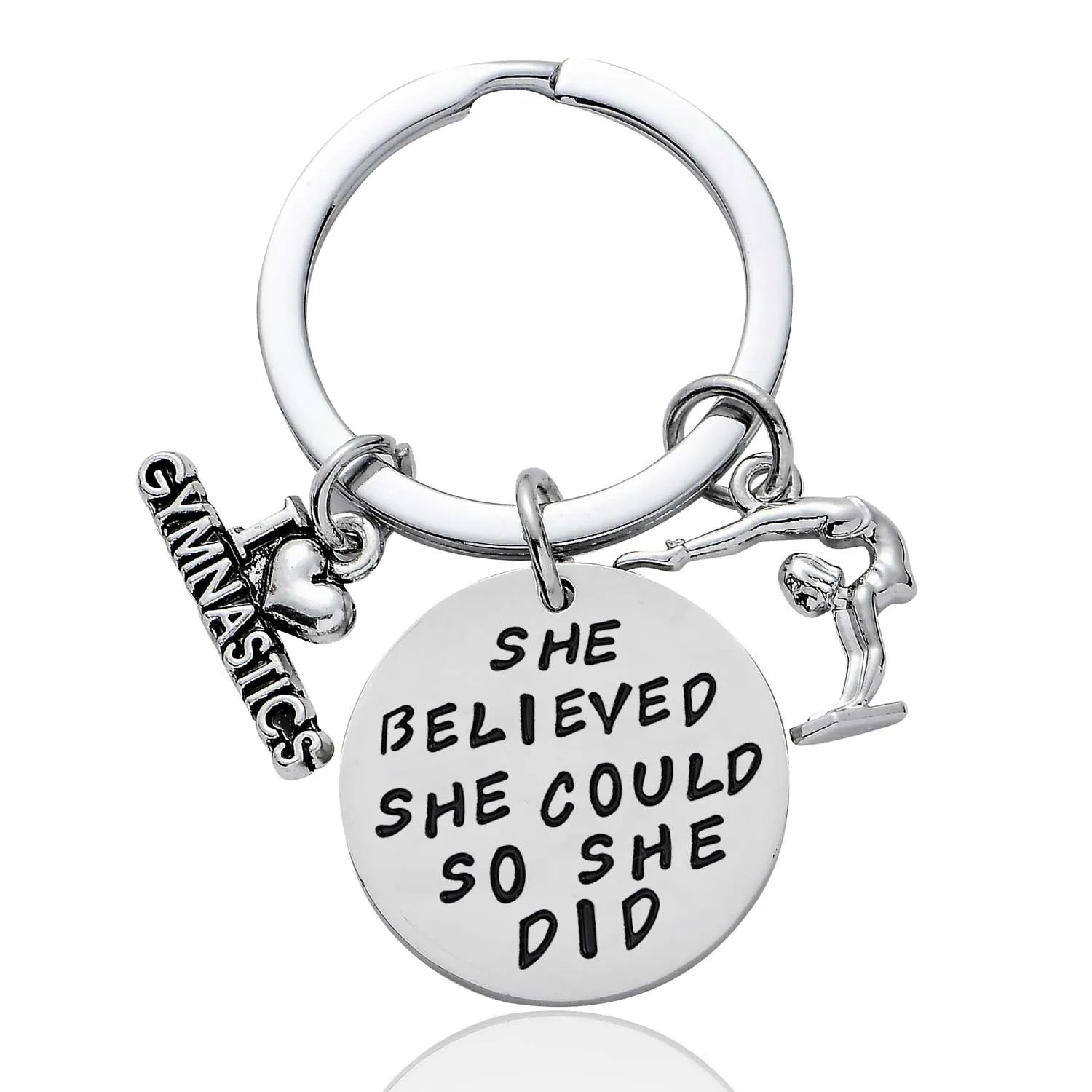 Gymnastics Keyring Она верила, что она может так она делает кулон брелок бегунок защитник танцовщица гимнастика Спорт Баскетбол Волейбол Софтбол Брелок - Цвет: Gymnastics Keyring