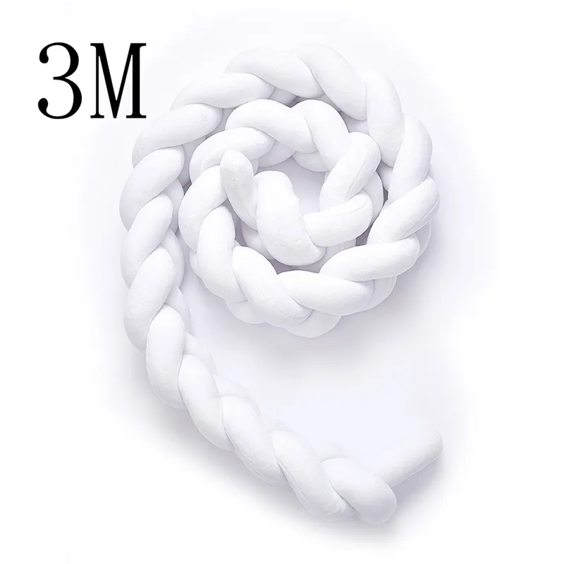 3M White 1 шт., 1 м/2 м/3 м, детский бампер ручной работы с узлом для кровати новорожденного, длинная плетеная Подушка, детская кровать, бампер с узлом, детская кроватка, декор для детской комнаты - Цвет: 3M White