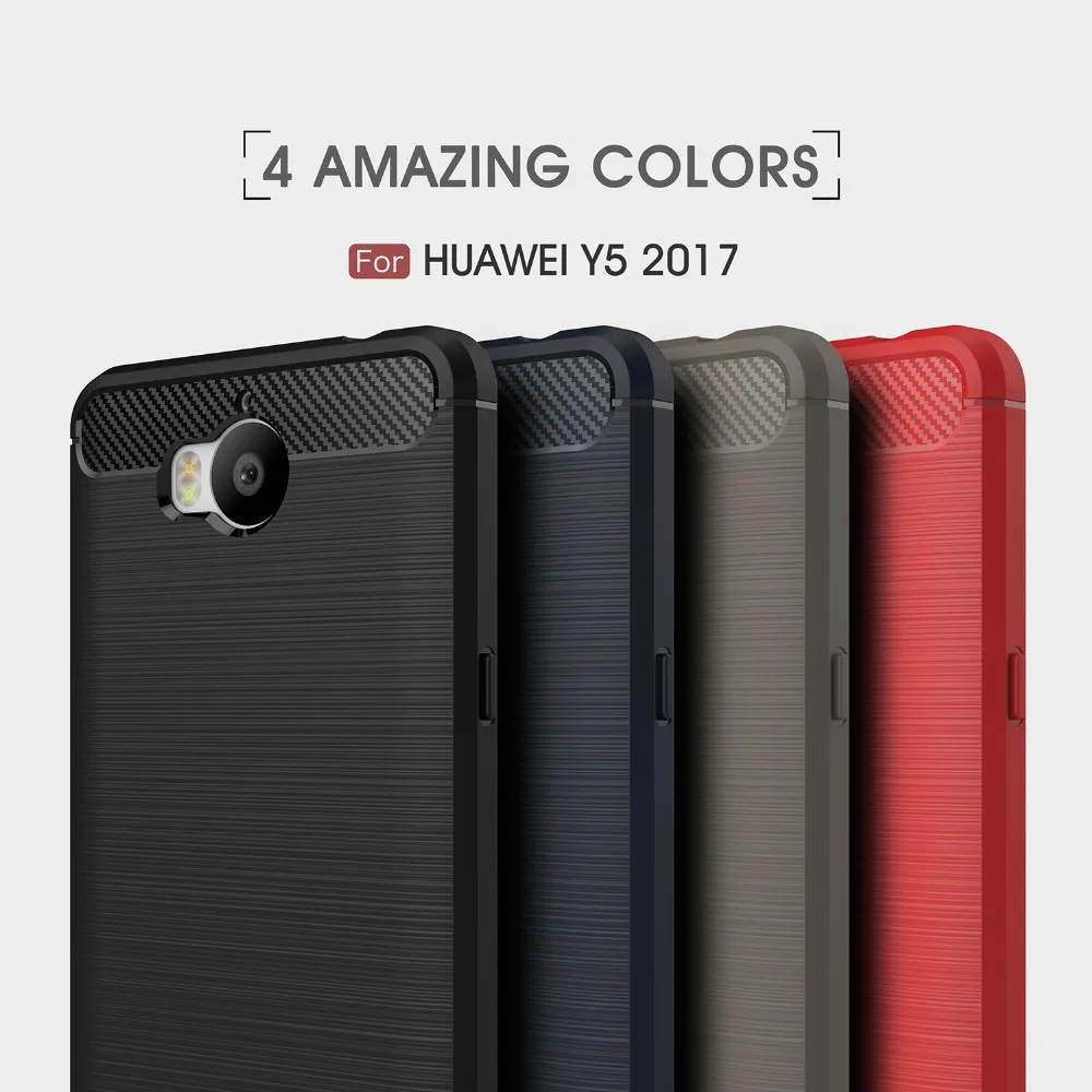 Чехол Etui для Huawei Y6 2017 силиконовый чехол Y5 Y3 из мягкого углеродного волокна с