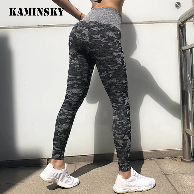 Kaminsky женские камуфляжные штаны с высокой талией для фитнеса, камуфляжные бесшовные леггинсы для тренировок, леггинсы с эффектом пуш-ап, сексуальные женские леггинсы