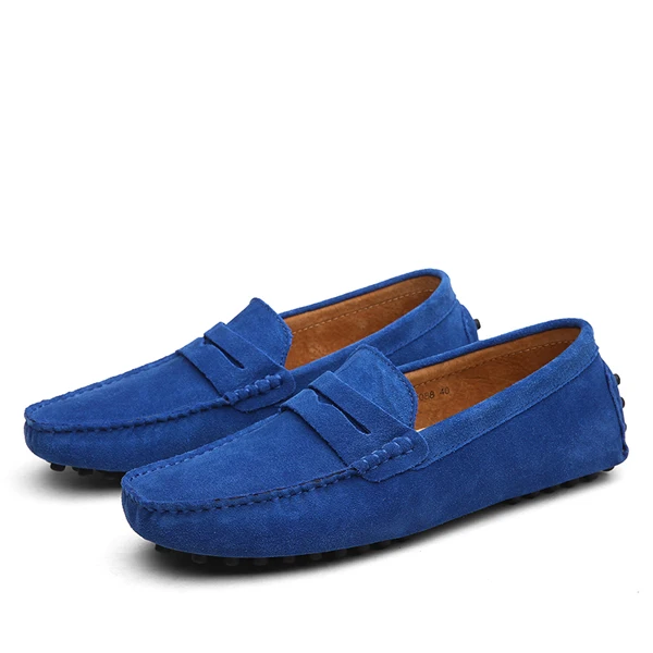 Royal Blue Брендовые модные летние стильные Мягкие Мокасины; мужские лоферы; обувь из высококачественной натуральной кожи; мужская обувь на плоской подошве; Gommino; обувь для вождения - Цвет: Royal Blue