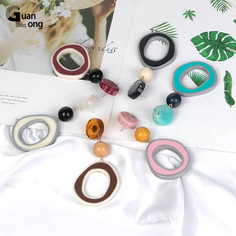 Длинные большие висячие серьги из акриловой смолы для женщин геометрические